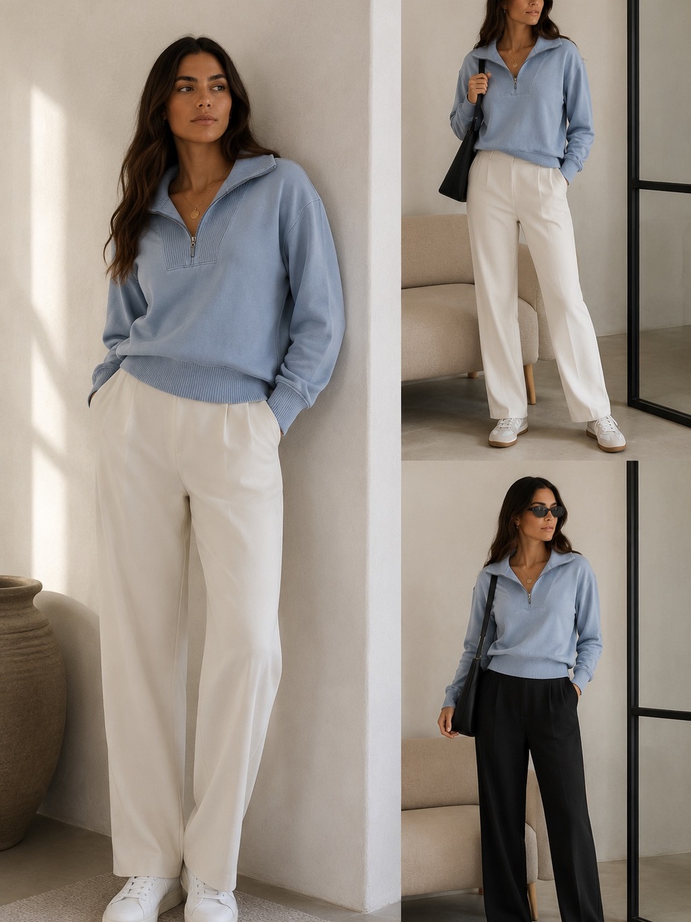 C&C California Light Blue Quarter-Zip Pullover | Size S